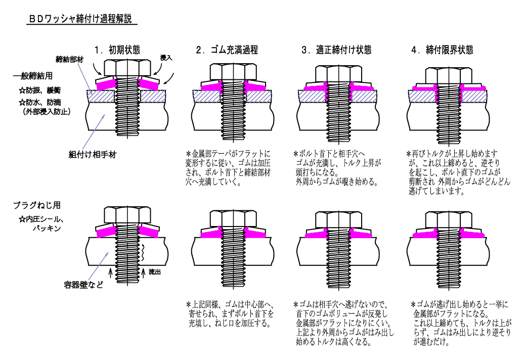 BDワッシャー締付け過程解説
